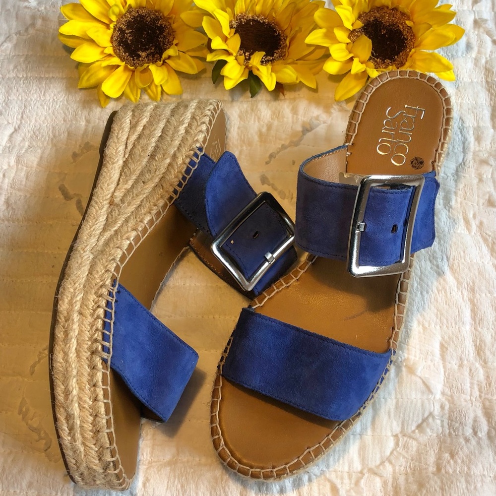 Franco Sarto Platform Wedges w/ Bright Blue Straps